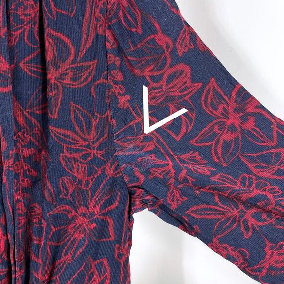 Jason Wu Print Midi Shirt Dress Blue Red Tie Neck Button Front Long Sleeve Sz 6‎ - Picture 10 of 15